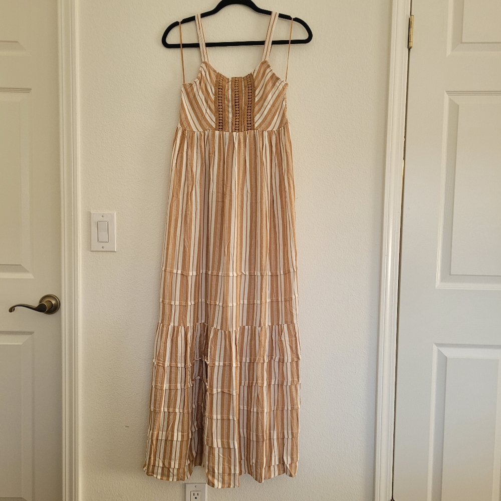 Maxi Dress by Angie size M Striped Camel Color